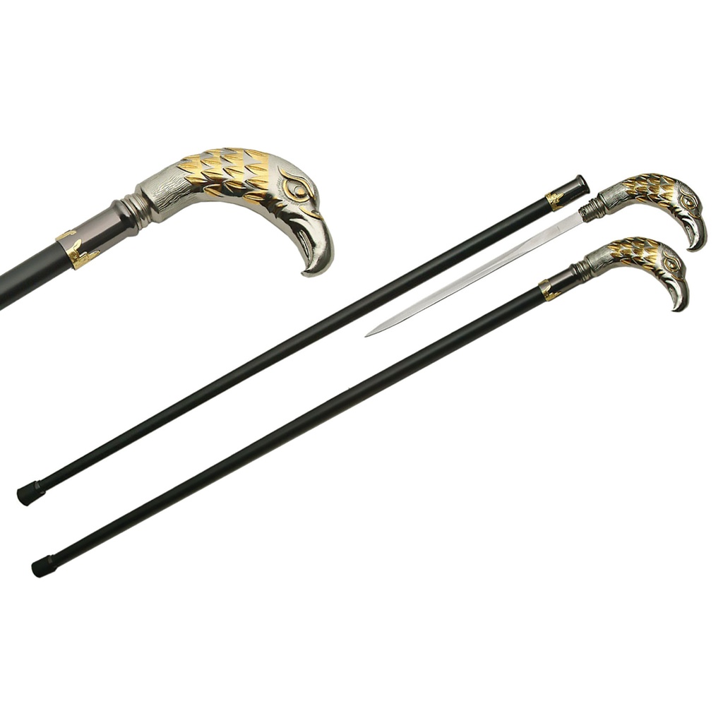 Regal Raptor Gentleman Sword Cane - Silver Gold