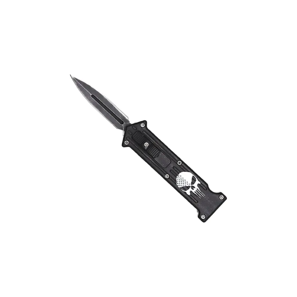 Punisher Skull Quick-Slide Mini OTF Knife - Matte Black