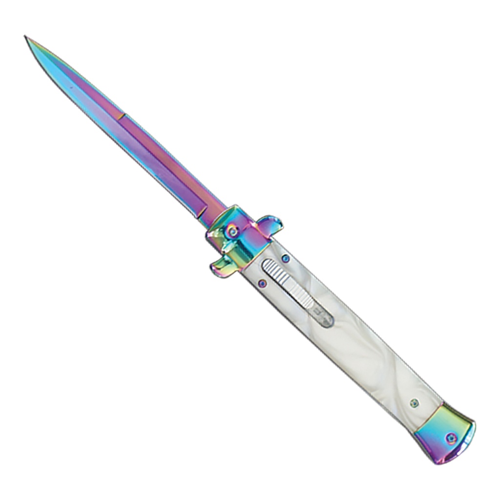 Milano Spectrum Stiletto OTF Knife - White Rainbow