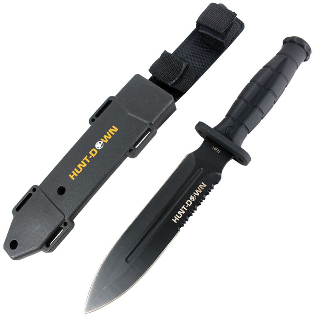 Spear Command Tactical Hunting Knife - Black Rubber
