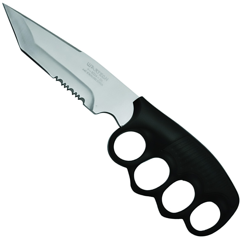 Sentry Knuckle Guard Tactical Fixed Blade Knife - Black ABS