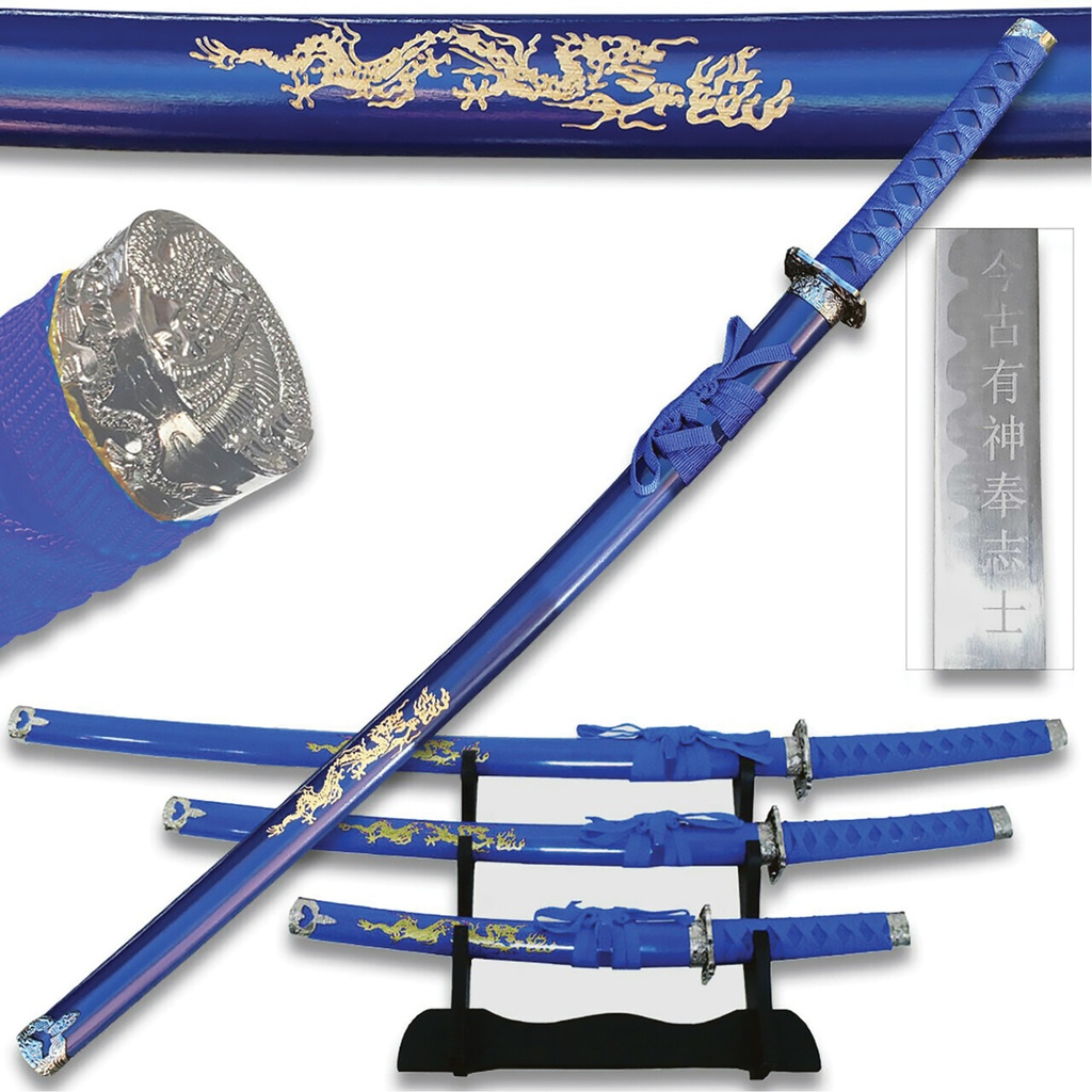 Imperial Dragon Guardian Katana Sword Set - Blue