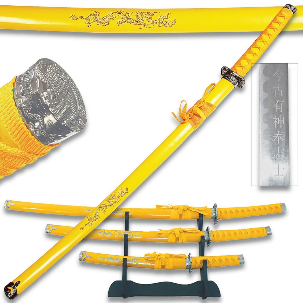 Dynasty Guardian Dragon Display Sword Set - Gold