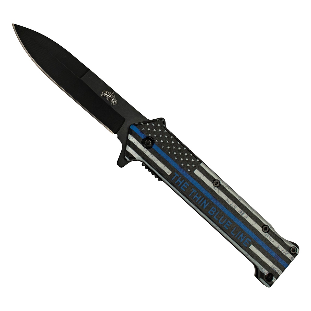 Thin Blue Line Tribute Assisted Opening Knife - Blue Flag Aluminum