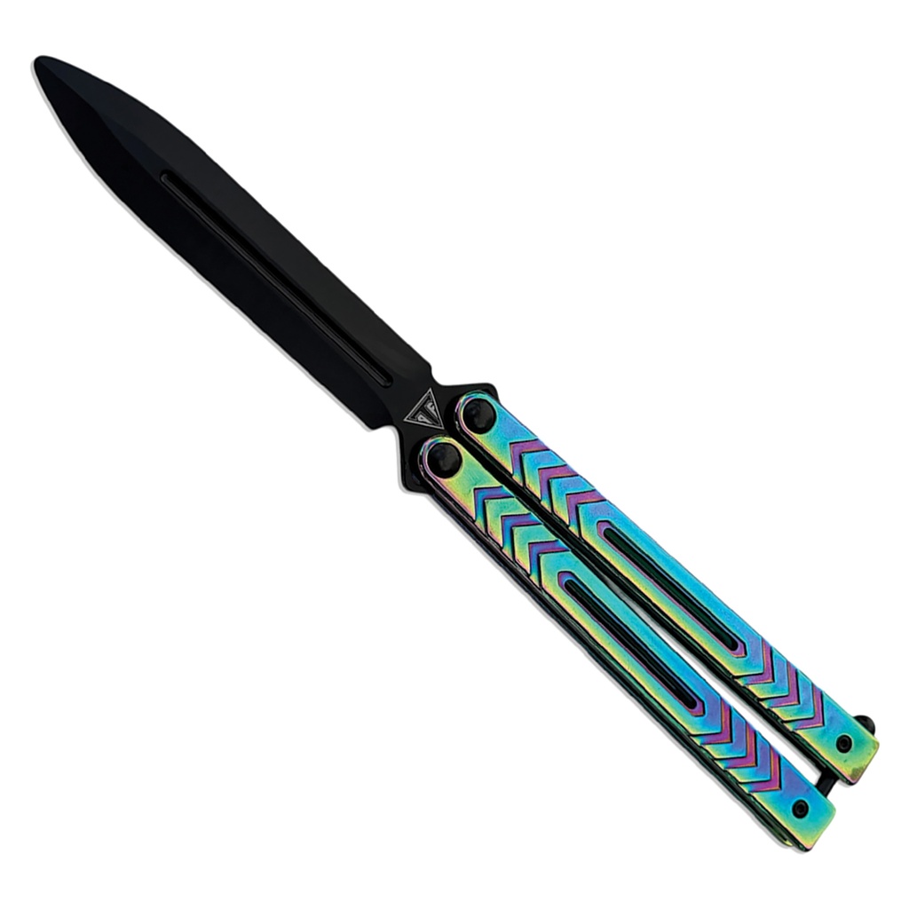 Spectrum Flow Ball Bearing Butterfly Trainer Knife - Rainbow Steel