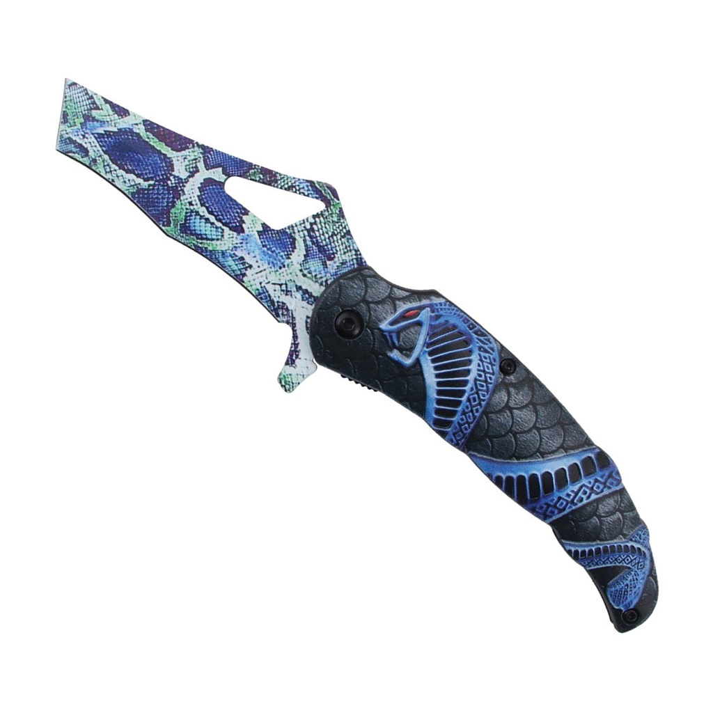 Cobra Surge Assisted Folding Knife - Blue Snake Print