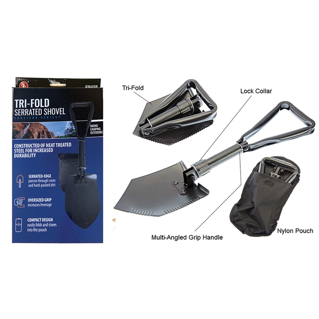 SAMPLE -Blackout Tri-Lock Folding Entrenching Shovel - Black Steel