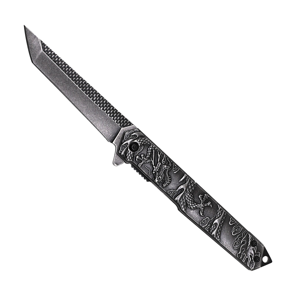 SAMPLE -Dragon Spine Rapid-Deploy Tanto Spring Assisted Knife - Stonewash Steel