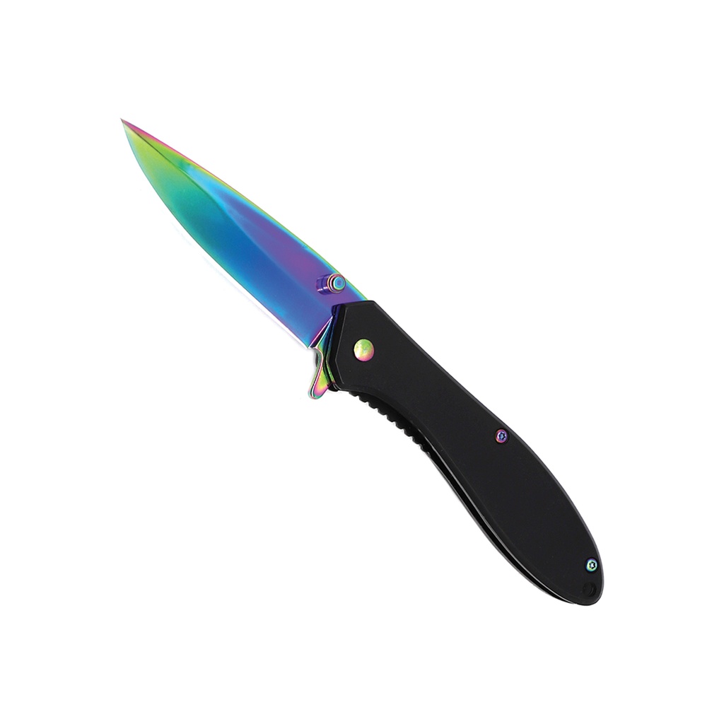 SAMPLE -Chromatic Symphony Quick-Deploy Spring-Assisted Knife - Rainbow Black