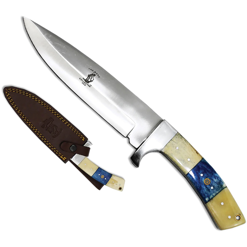 SAMPLE -Glacier Vein Full-Tang Hunting Knife - Blue & White Bone