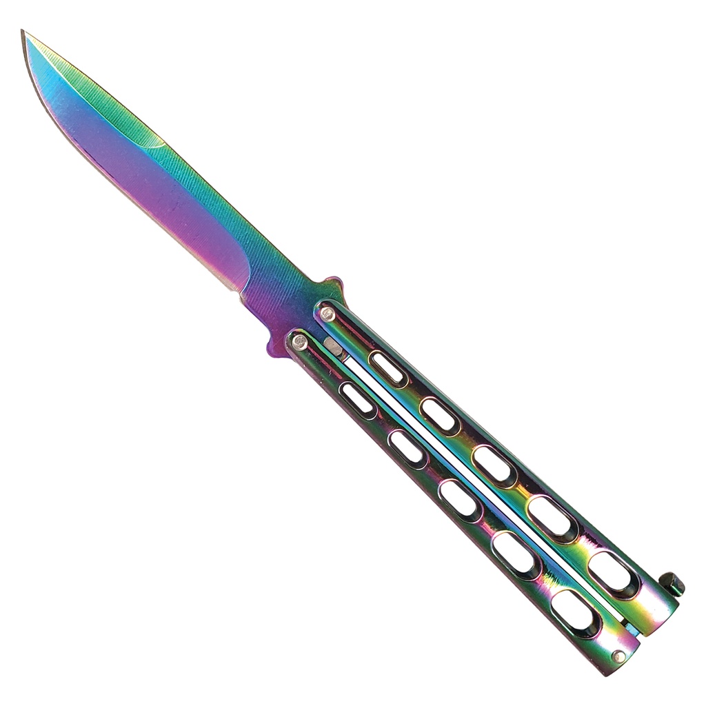 SAMPLE -Prism-Ported Balance Butterfly Knife - Rainbow Steel