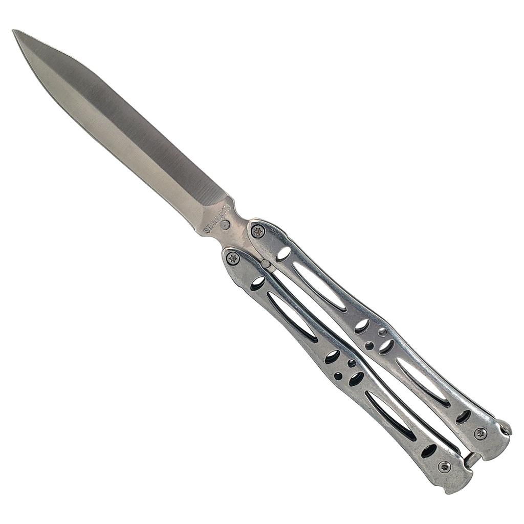 SAMPLE -Monochrome Spear Balance Butterfly Knife - Matte Silver