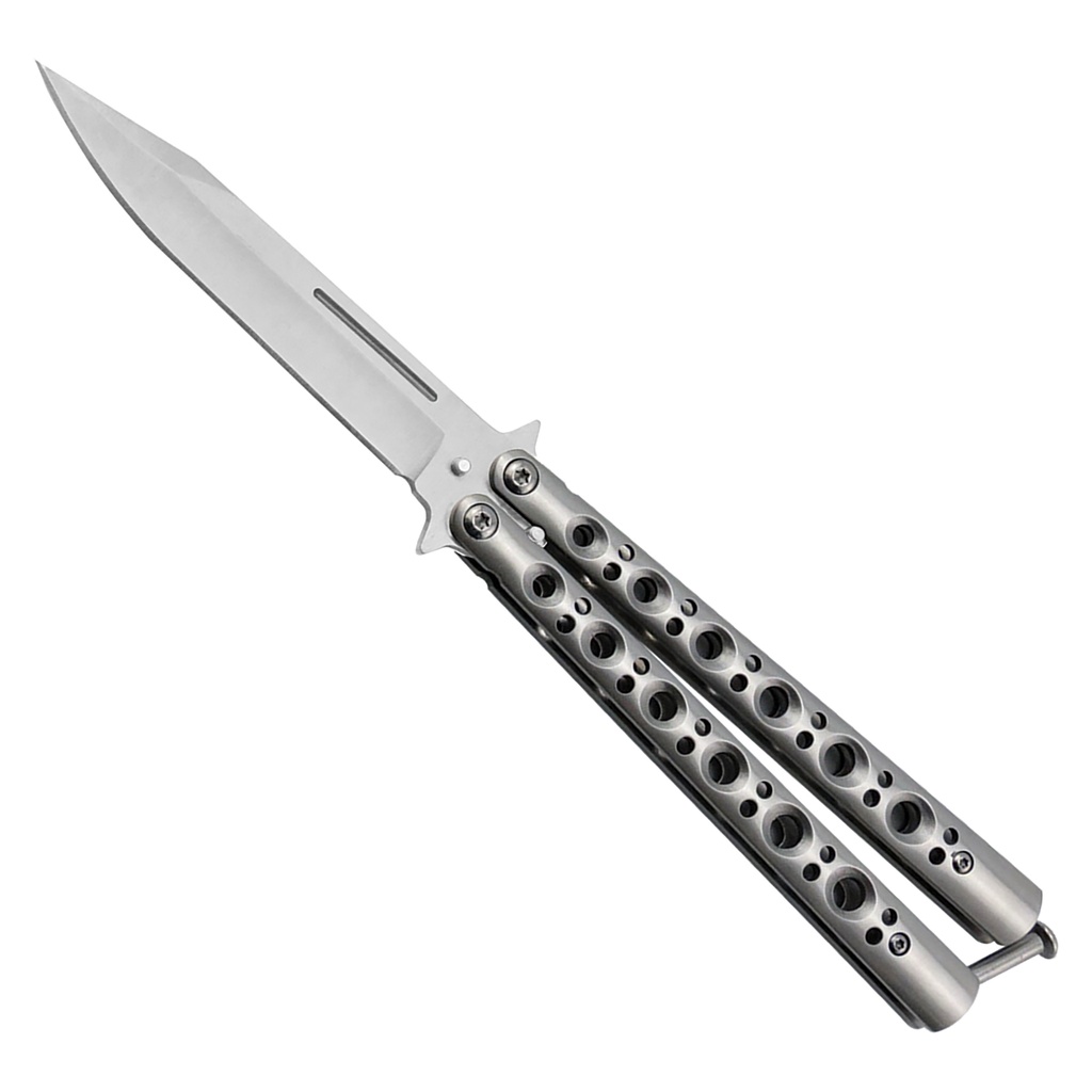 SAMPLE -Flow-State Six-Hole Balisong Knife - Silver Steel