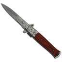 SAMPLE -Damascus Vein Quick-Deploy Spring Assisted Knife - Polished Wood