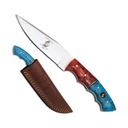 SAMPLE -Southwest Ridge Full-Tang Hunting Knife - Red & Turquoise Resin