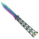 SAMPLE -Prism-Ported Balance Butterfly Knife - Rainbow Steel