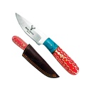 SAMPLE -Canyon Split Full-Tang Hunting Knife - Red Pakkawood & Turquoise