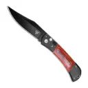 Shadow Guard Safety-Lock Automatic Knife - Wood Inlay