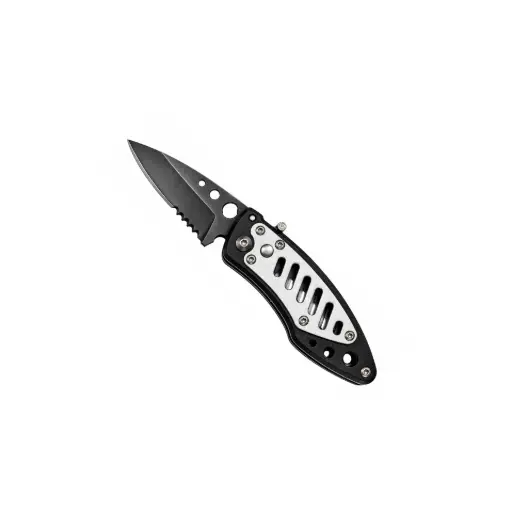 Stealth Flea Compact Switchblade Knife - Black Silver