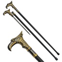 Regal Eagle Head Threaded-Lock Sword Cane - Gold & Silver