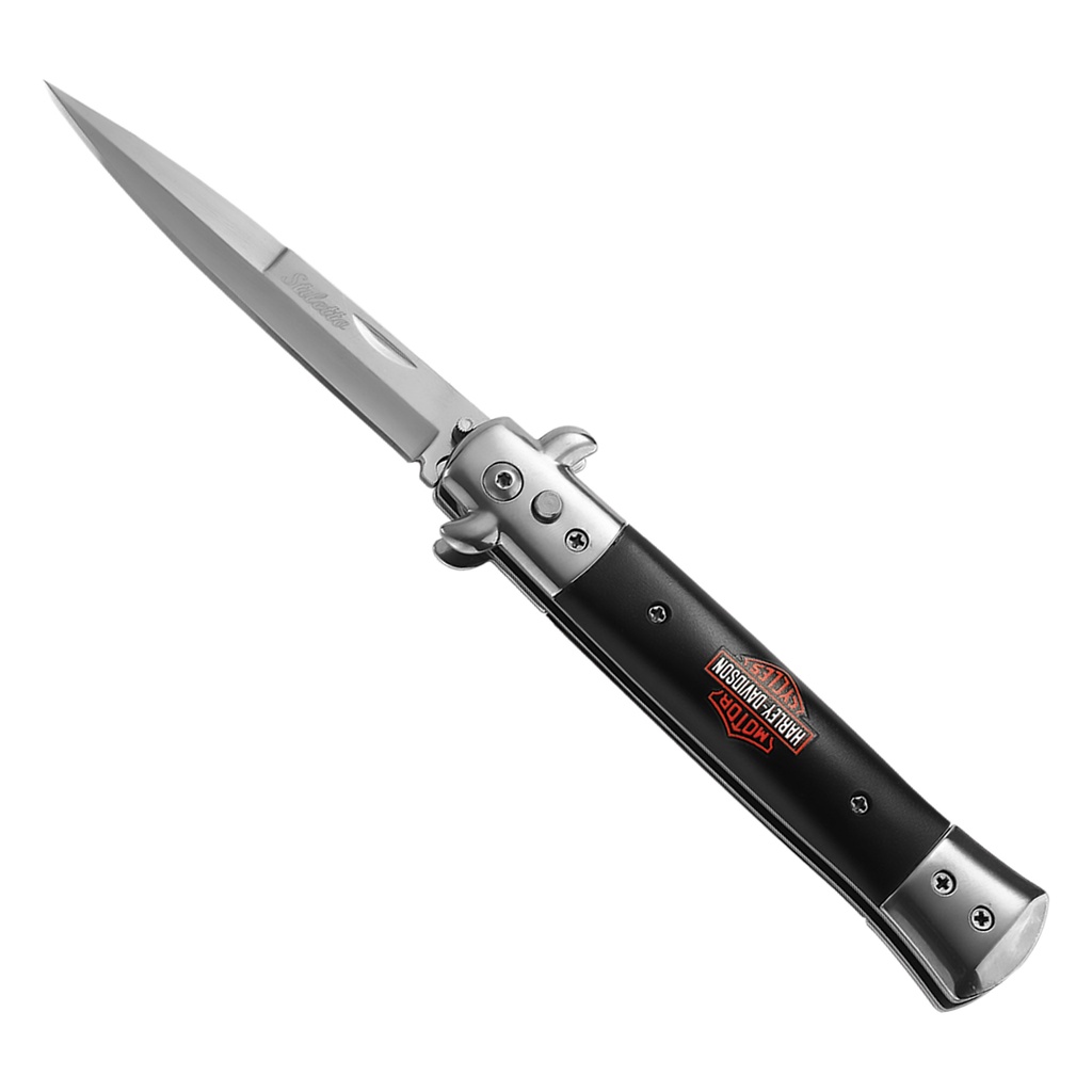 Midnight Highway Stiletto Automatic Knife - Black Marble