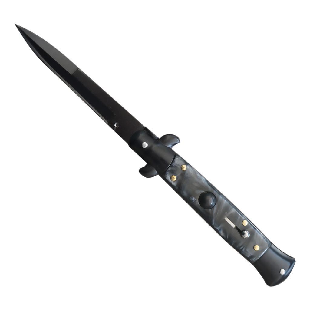 Midnight Godfather Stiletto Automatic Knife - Matte Black