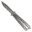Damascus Ripple Balance Butterfly Knife Trainer - Silver Steel