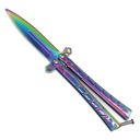Cross Spear Rhythm Balisong Trainer - Rainbow Iridescent