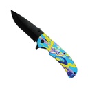 Pop-Art Splash Quick-Deploy Spring Assisted Folding Knife - Black Blade